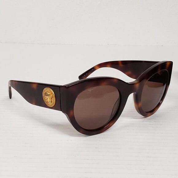 Versace VE4353 Tribute Sunglasses W/ Brown Tortoise Acetate Frame and Dark Brown - Picture 1 of 15